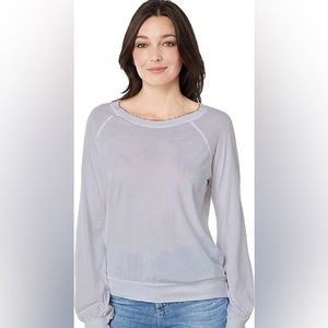NWT LAmade Long Sleeve Boatneck Tee in Heathered Grey